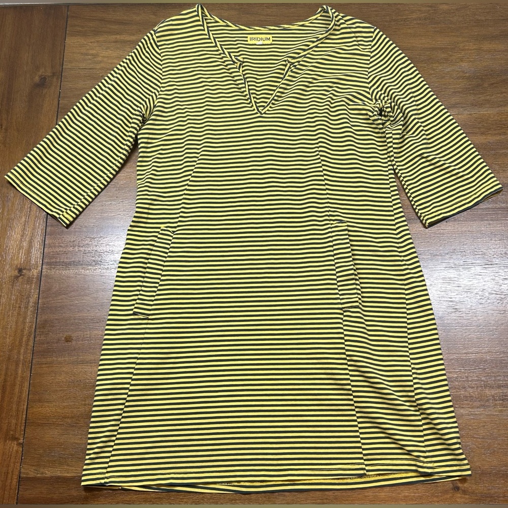 Iridium Size M Striped Yellow & Black Lagenlook Dress